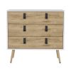 32" White and Natural Three Drawer Dresser