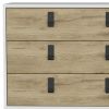 32" White and Natural Three Drawer Dresser
