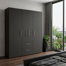 59" Black Two Drawer Combo Dresser