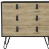 32" Natural and Black Three Drawer Dresser
