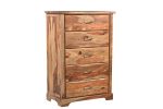 51" Brown Solid Wood Live Edge Five Drawer Standard Chest