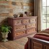 64" Brown Distressed Solid and Reclaimed Wood Seven Drawer Double Dresser