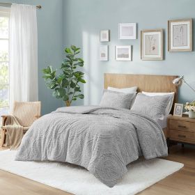 King/Cal King Embroidered Medallion Faux Fur Comforter Mini Set