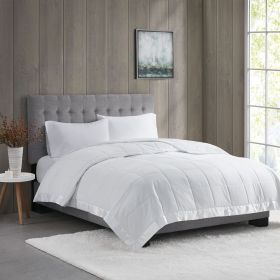 Lightweight Down Alternative Blanket with Satin Trim White King