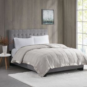 Lightweight Down Alternative Blanket with Satin Trim Grey King