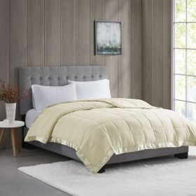 Lightweight Down Alternative Blanket with Satin Trim Cream King