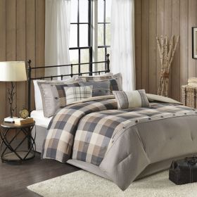 7 Piece Herringbone Comforter Set Neutral Cal King