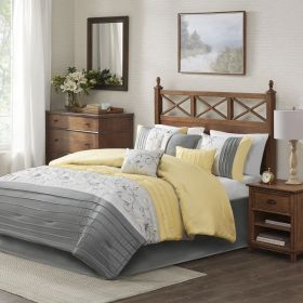 Embroidered 7 Piece Comforter Set Yellow King