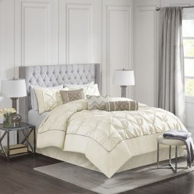 7 Piece Tufted Comforter Set Ivory Cal King