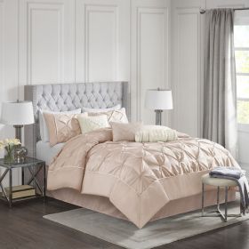 7 Piece Tufted Comforter Set Blush King