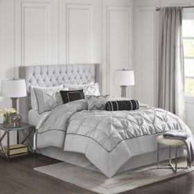 7 Piece Tufted Comforter Set Grey Cal King
