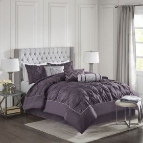 7 Piece Tufted Comforter Set Plum King