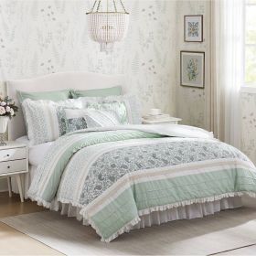 9 Piece Cotton Percale Comforter Set Aqua Cal King
