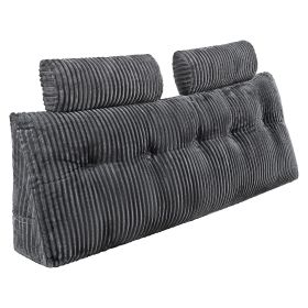 Headboard Pillow, Queen Size Wedge Headboard Pillow with 2 Side Pockets and 2 Headrests, Bed Wedge Pillow with Washable Flannel Cloth, for Readin