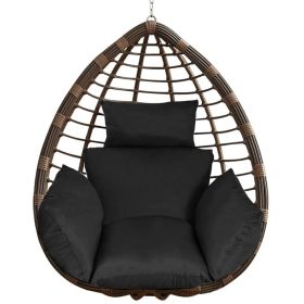 1Pc Egg Chair Cushion Hanging Basket Seat Cushion Thicken Soft Egg Swing Chair Pad Hanging Egg Chair Cushion With Headrest (Option: BlacK)