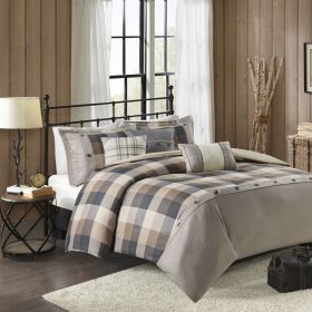 Full/Queen 6 Piece Herringbone Duvet Cover Set (Color: as Pic)