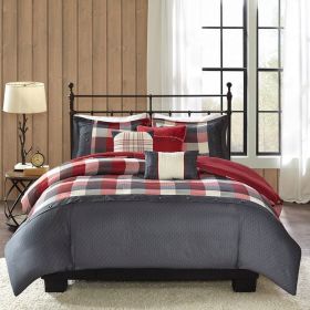 King/Cal King 6 Piece Herringbone Duvet Cover Set (Color: as Pic)
