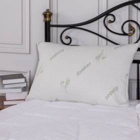 Bamboo Memory Foam Pillow with Removable Cover (Color: White/Green Accents, size: King (Pack of 1))